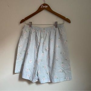 Vintage pastel gingham floral shorts